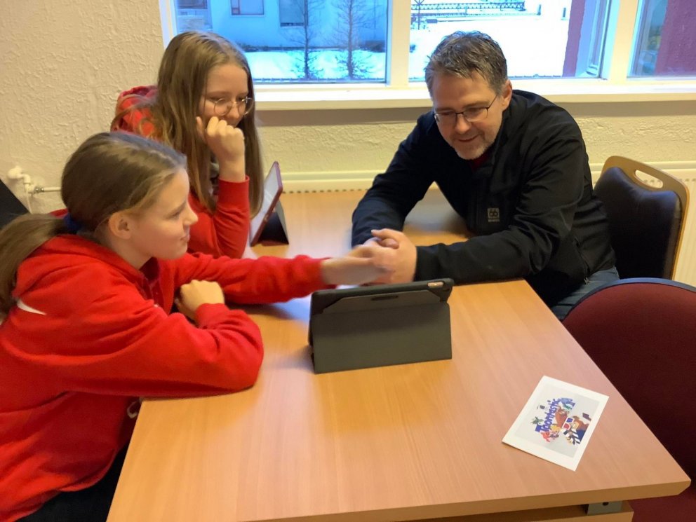 Þessir nemendur voru að kynna sögugerðar appið Toontastic