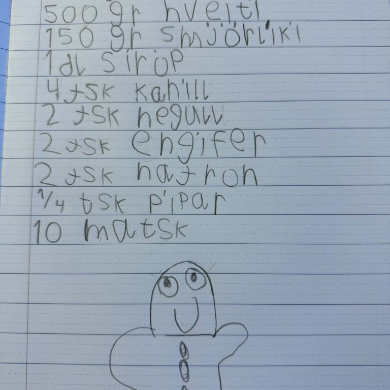 Piparkökubakstur hjá nemendum í 1. og 2.bekk