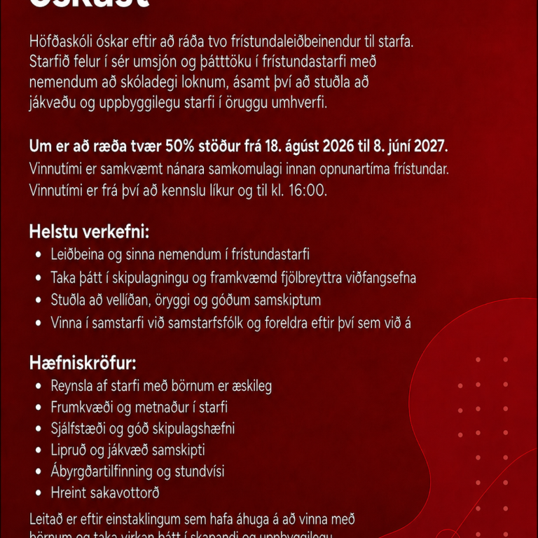 Laus störf í Höfðaskóla