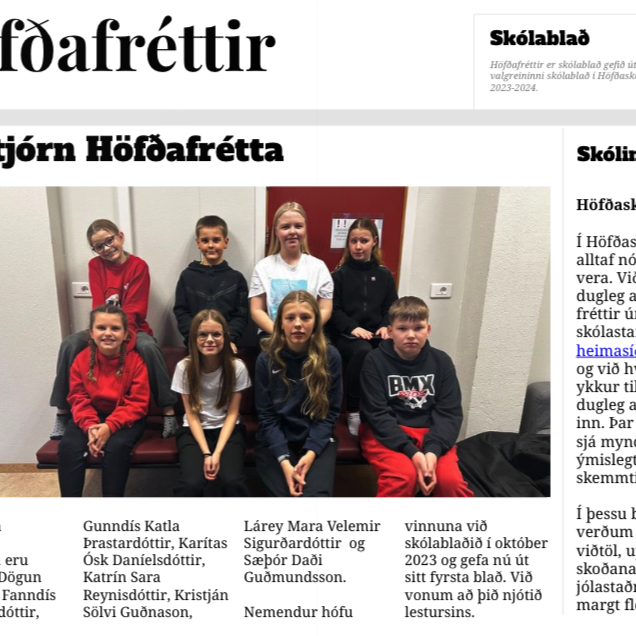 Höfðafréttir - fyrsta blaðið komið út