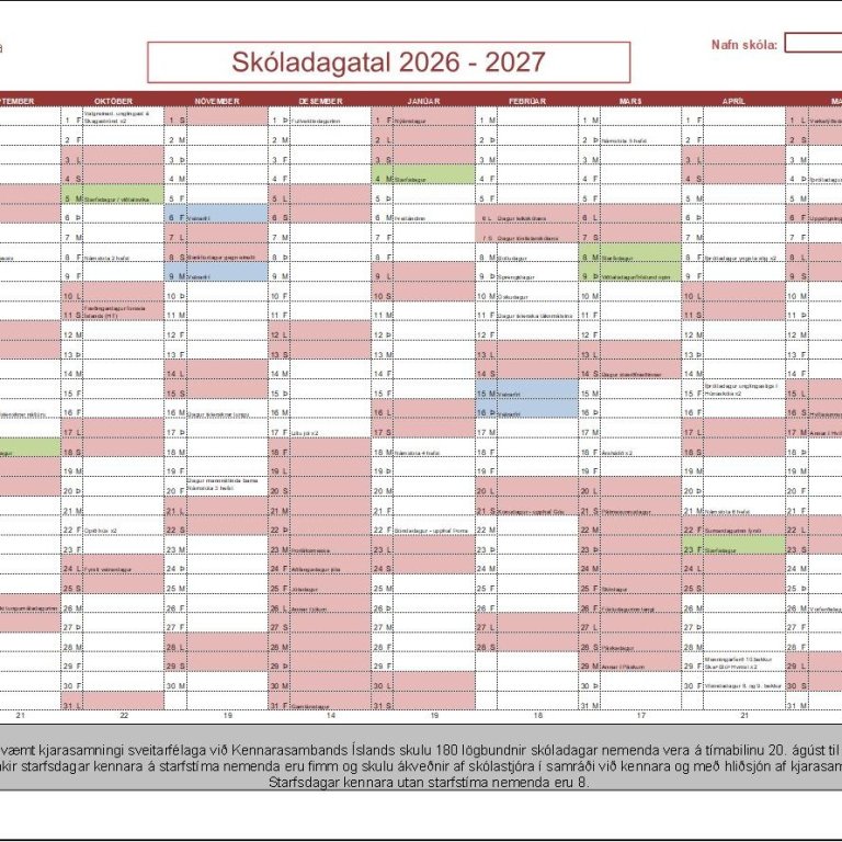 Skóladagatal 2026-2027